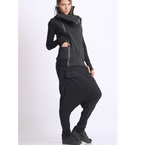 Warm Sleeveless Black Double Zipper Vest - Picture 5 of 8